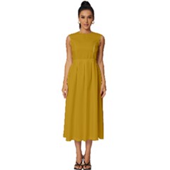 Dijon Orange	 - 	sleeveless Round Neck Midi Dress