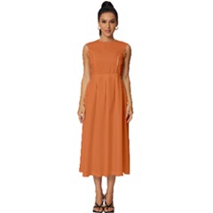 Halloween Orange	 - 	sleeveless Round Neck Midi Dress