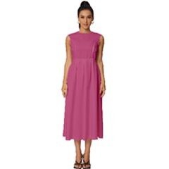 Fuchsia Rose	 - 	sleeveless Round Neck Midi Dress