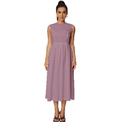 English Lavender Purple	 - 	sleeveless Round Neck Midi Dress