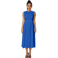 Sapphire Blue	 - 	sleeveless Round Neck Midi Dress