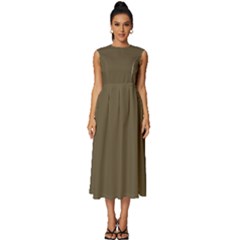 Martini Olive Brown	 - 	sleeveless Round Neck Midi Dress