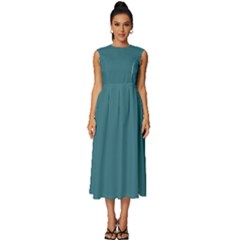 Ming Green	 - 	sleeveless Round Neck Midi Dress