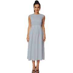 Metallic Silver	 - 	sleeveless Round Neck Midi Dress by ColorfulDresses