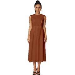 Sugar Brown	 - 	sleeveless Round Neck Midi Dress