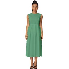 Shiny Shamrock Green	 - 	sleeveless Round Neck Midi Dress by ColorfulDresses