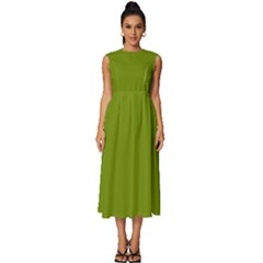 Venom Green	 - 	sleeveless Round Neck Midi Dress