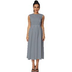 Tradewinds Grey	 - 	sleeveless Round Neck Midi Dress