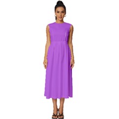 Tyrian Purple	 - 	sleeveless Round Neck Midi Dress