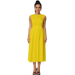 Sizzling Sunrise Yellow	 - 	sleeveless Round Neck Midi Dress