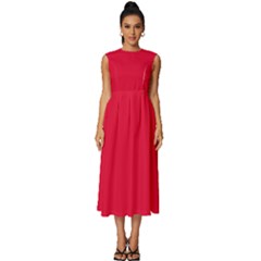 Medium Candy Apple Red	 - 	sleeveless Round Neck Midi Dress by ColorfulDresses