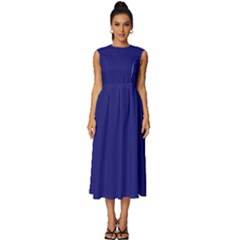 Midnight Blue	 - 	sleeveless Round Neck Midi Dress