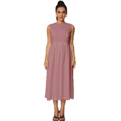 Old Rose	 - 	sleeveless Round Neck Midi Dress