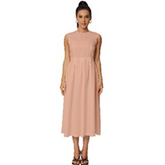 Peach Quartz	 - 	sleeveless Round Neck Midi Dress by ColorfulDresses