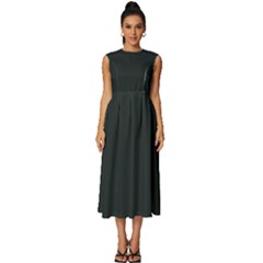 Dark Jungle Green	 - 	sleeveless Round Neck Midi Dress by ColorfulDresses