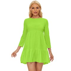 Chartreuse Green	 - 	long Sleeve Babydoll Dress by ColorfulDresses