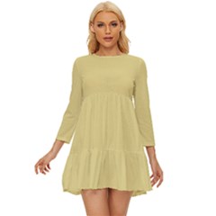 Custard Yellow	 - 	long Sleeve Babydoll Dress by ColorfulDresses