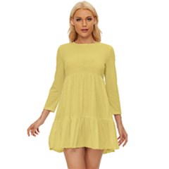 Laguna Yellow	 - 	long Sleeve Babydoll Dress by ColorfulDresses