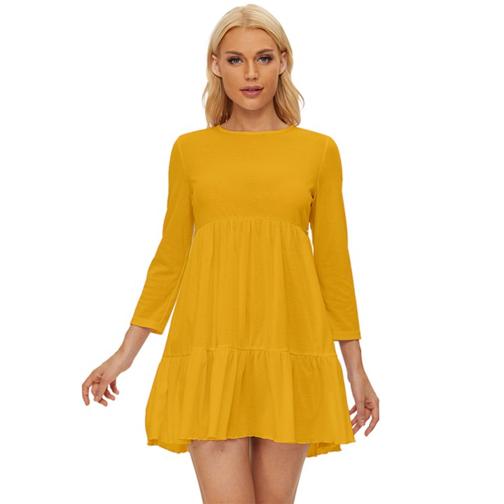 China Yellow	 - 	Long Sleeve Babydoll Dress