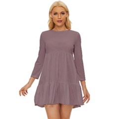 Burlwood Brown	 - 	long Sleeve Babydoll Dress by ColorfulDresses