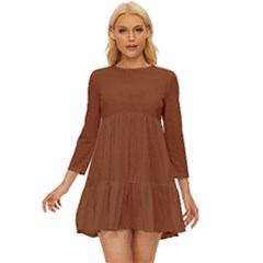 Fuzzy Wuzzy Brown	 - 	long Sleeve Babydoll Dress by ColorfulDresses