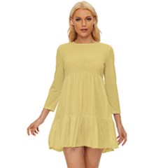 Jasmine Yellow	 - 	long Sleeve Babydoll Dress by ColorfulDresses