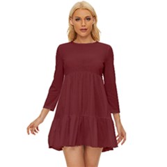 Persian Plum Brown	 - 	long Sleeve Babydoll Dress by ColorfulDresses