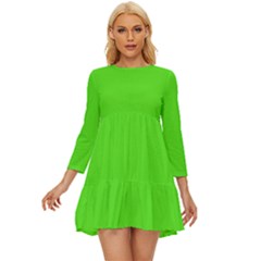 Nebula Green	 - 	long Sleeve Babydoll Dress by ColorfulDresses