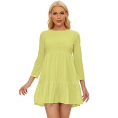 Light Lime Yellow	 - 	long Sleeve Babydoll Dress by ColorfulDresses