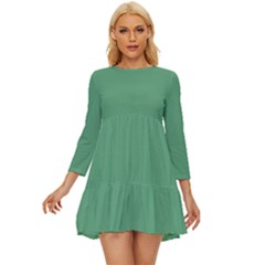 Shiny Shamrock Green	 - 	long Sleeve Babydoll Dress by ColorfulDresses