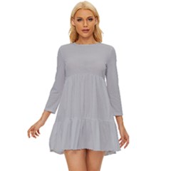 Silver Sand Grey	 - 	long Sleeve Babydoll Dress by ColorfulDresses