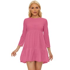 Rouge Pink	 - 	long Sleeve Babydoll Dress by ColorfulDresses