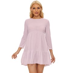 Soft Bubblegum Pink	 - 	long Sleeve Babydoll Dress by ColorfulDresses