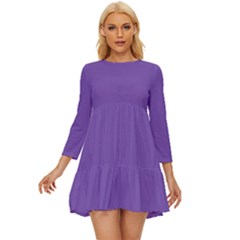 Royal Purple	 - 	long Sleeve Babydoll Dress by ColorfulDresses