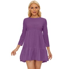 Sparkling Grape Purple	 - 	long Sleeve Babydoll Dress by ColorfulDresses