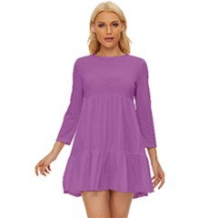 Spring Crocus Purple	 - 	long Sleeve Babydoll Dress by ColorfulDresses