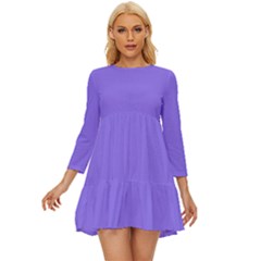 Sweet Crocus Purple	 - 	long Sleeve Babydoll Dress by ColorfulDresses