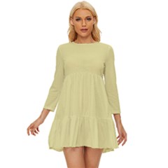 Yellow Iris	 - 	long Sleeve Babydoll Dress by ColorfulDresses