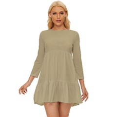 Sand	 - 	long Sleeve Babydoll Dress by ColorfulDresses