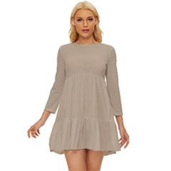 Warm Sand	 - 	long Sleeve Babydoll Dress by ColorfulDresses