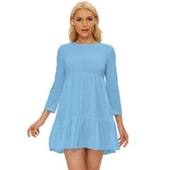 Baby Blue	 - 	Long Sleeve Babydoll Dress