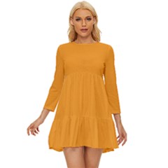 Radient Orange	 - 	long Sleeve Babydoll Dress by ColorfulDresses