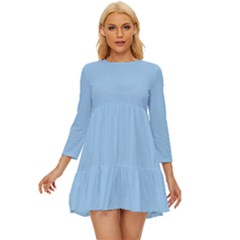 Jeans Blue	 - 	long Sleeve Babydoll Dress by ColorfulDresses