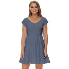 Jet Grey	 - 	short Sleeve Tiered Mini Dress by ColorfulDresses