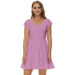 Kobi Pink	 - 	short Sleeve Tiered Mini Dress by ColorfulDresses