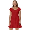 Crimson Red	 - 	Short Sleeve Tiered Mini Dress View1