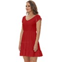 Crimson Red	 - 	Short Sleeve Tiered Mini Dress View2