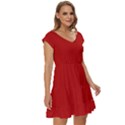 Crimson Red	 - 	Short Sleeve Tiered Mini Dress View3