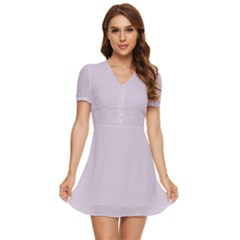 Languid Lavender Purple	 - 	v-neck High Waist Chiffon Mini Dress by ColorfulDresses