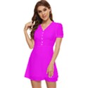 Fuchsia Pink	 - 	V-Neck High Waist Chiffon Mini Dress View2